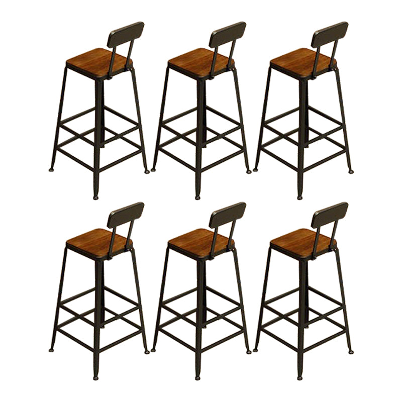Industrial Low Back Counter & Bar Stool in Black and Brown for Restaurant