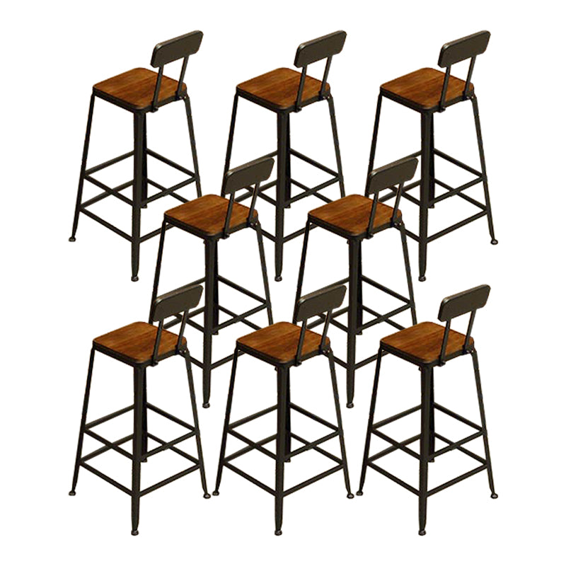 Industrial Low Back Counter & Bar Stool in Black and Brown for Restaurant