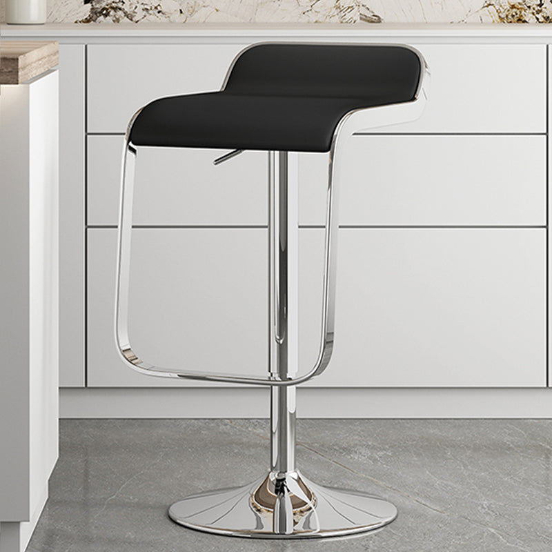 Modern Adjustable Height Swivel Faux Leather Bar Stool with Footrest