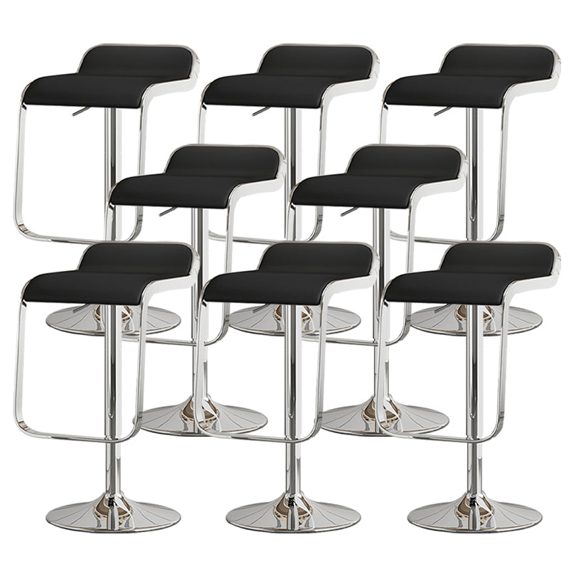 Modern Adjustable Height Swivel Faux Leather Bar Stool with Footrest