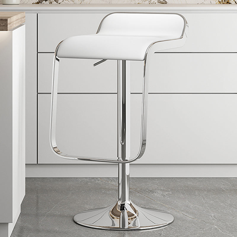 Modern Adjustable Height Swivel Faux Leather Bar Stool with Footrest