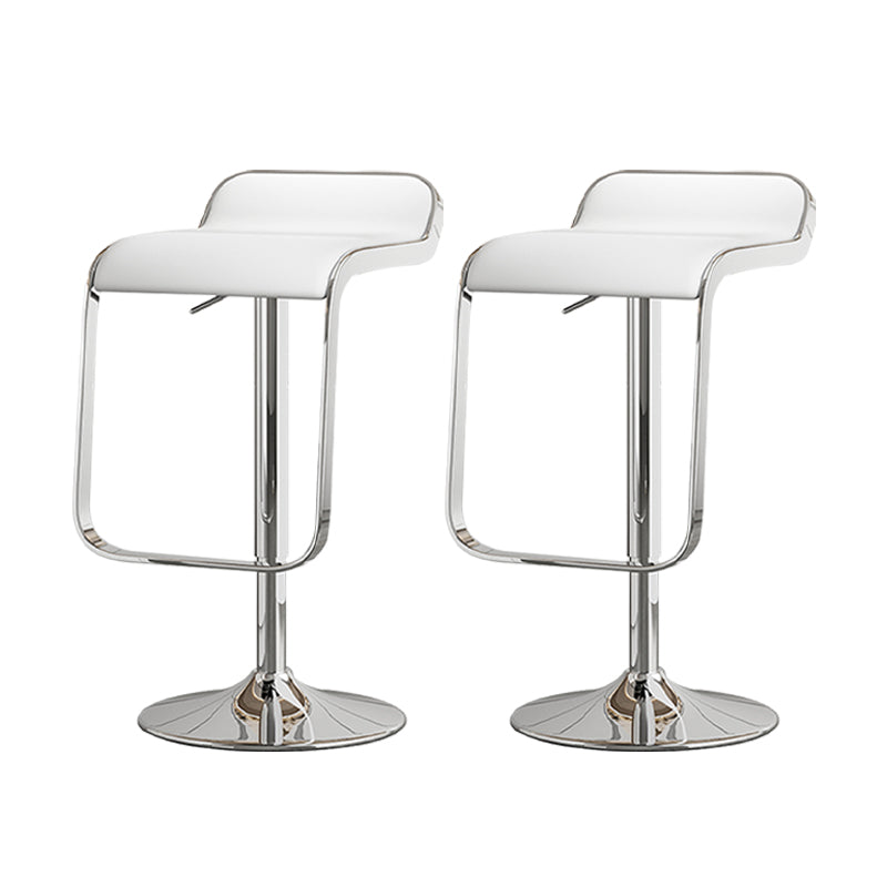 Modern Adjustable Height Swivel Faux Leather Bar Stool with Footrest