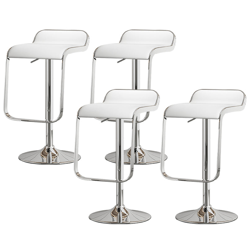 Modern Adjustable Height Swivel Faux Leather Bar Stool with Footrest