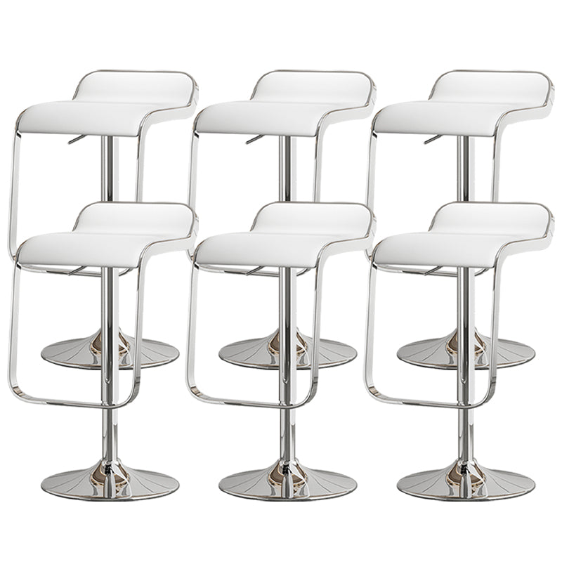 Modern Adjustable Height Swivel Faux Leather Bar Stool with Footrest