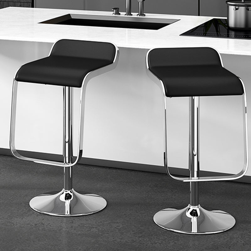 Modern Adjustable Height Swivel Faux Leather Bar Stool with Footrest