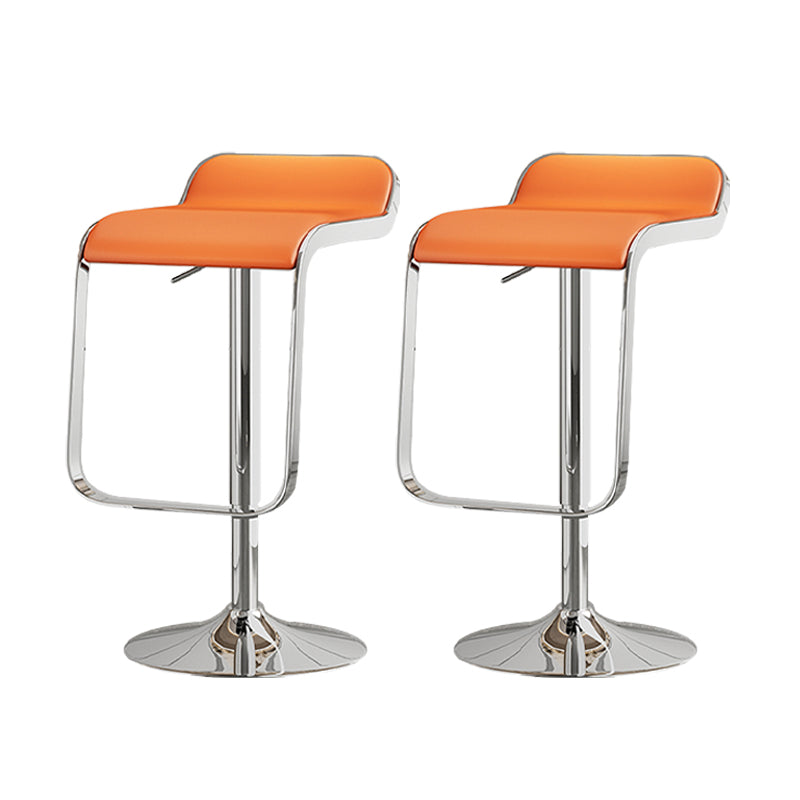 Modern Adjustable Height Swivel Faux Leather Bar Stool with Footrest