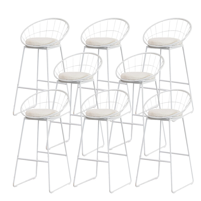 Contemporary Living Room Metal Legs Upholstered Bar Stool with Footrest