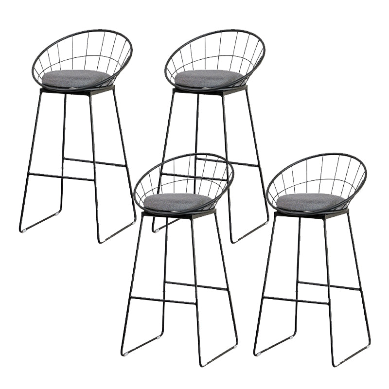 Contemporary Living Room Metal Legs Upholstered Bar Stool with Footrest
