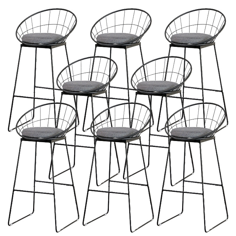 Contemporary Living Room Metal Legs Upholstered Bar Stool with Footrest
