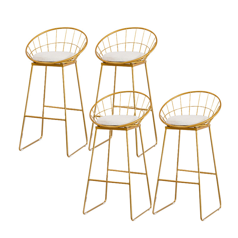 Contemporary Living Room Metal Legs Upholstered Bar Stool with Footrest