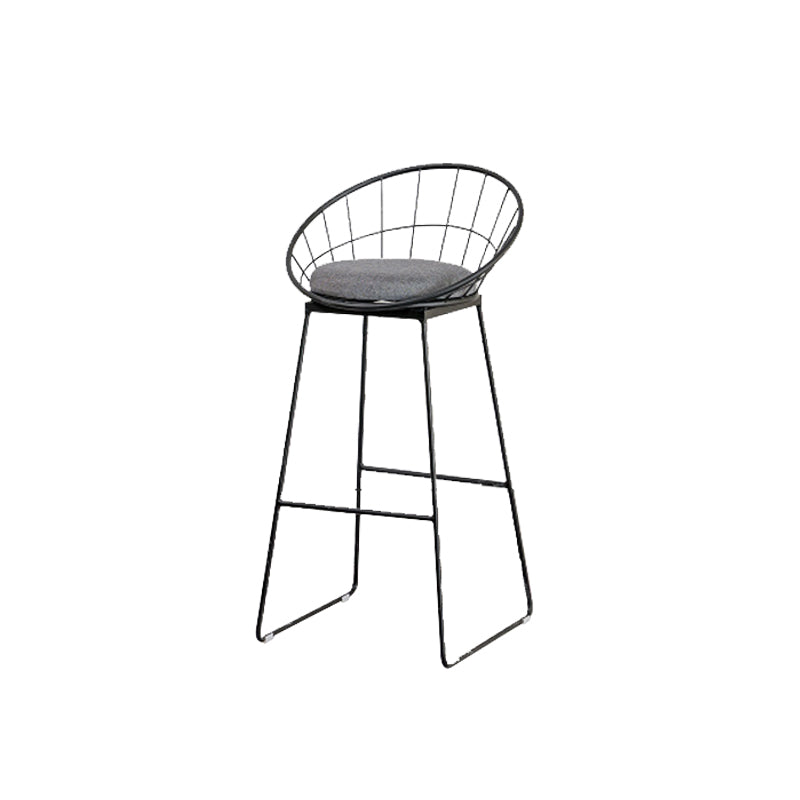Contemporary Living Room Metal Legs Upholstered Bar Stool with Footrest