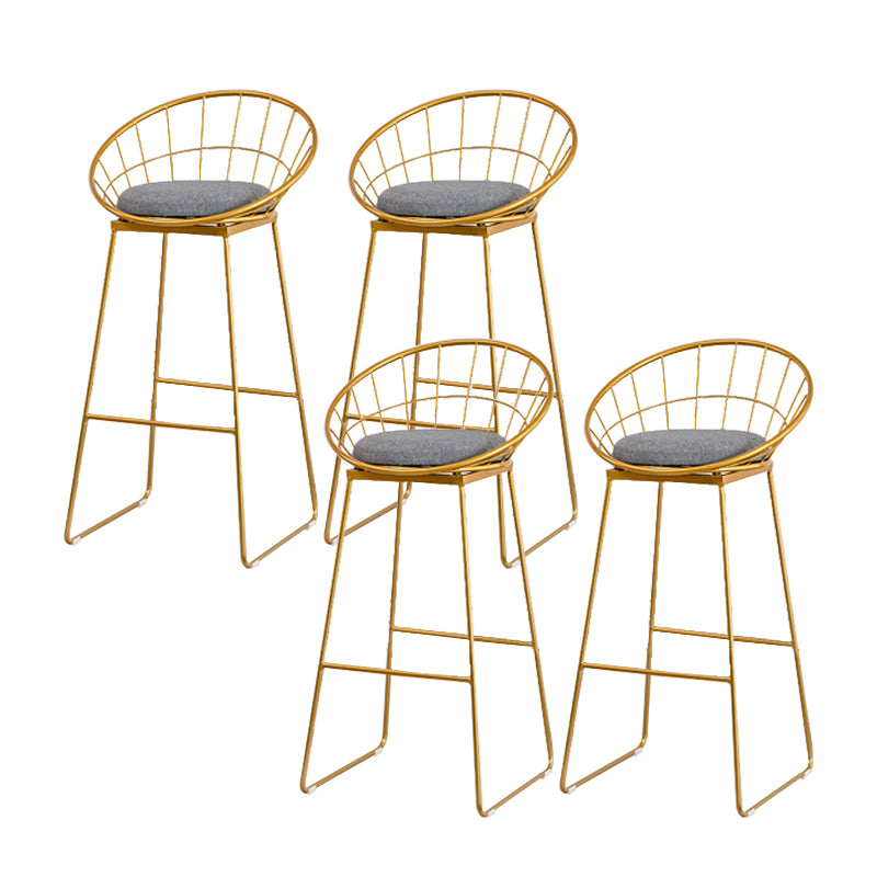 Contemporary Living Room Metal Legs Upholstered Bar Stool with Footrest