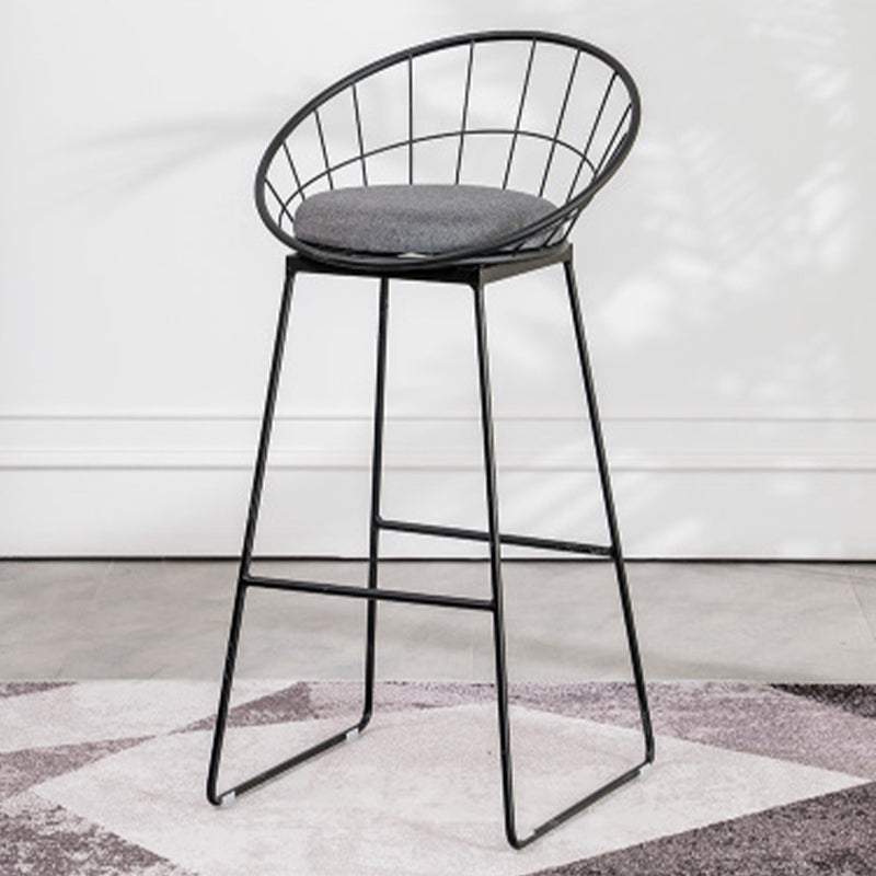 Contemporary Living Room Metal Legs Upholstered Bar Stool with Footrest