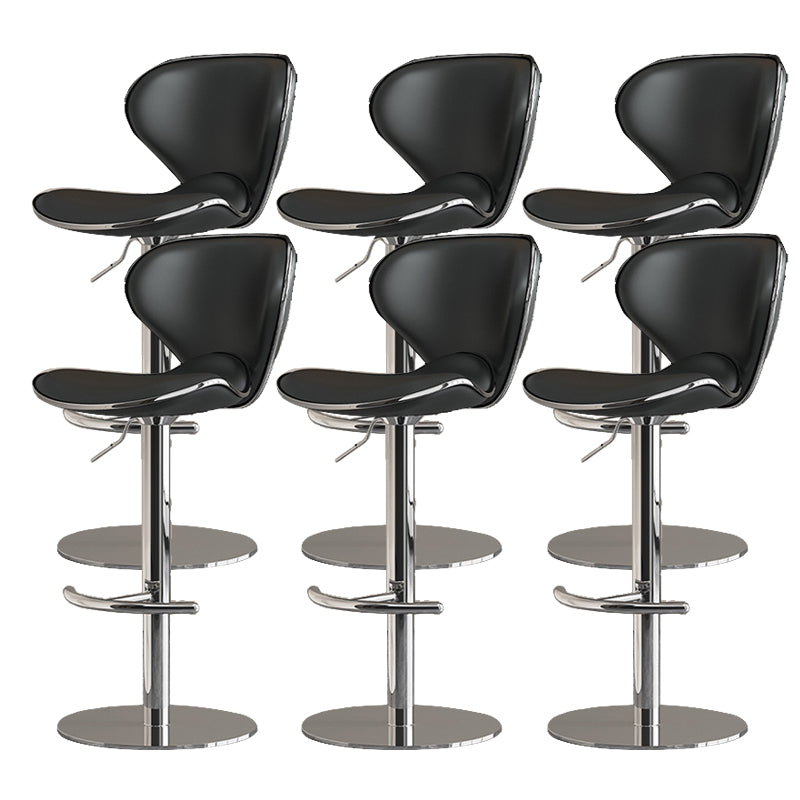 Modern Faux Leather Adjustable Height Swivel Bar Stool with Footrest