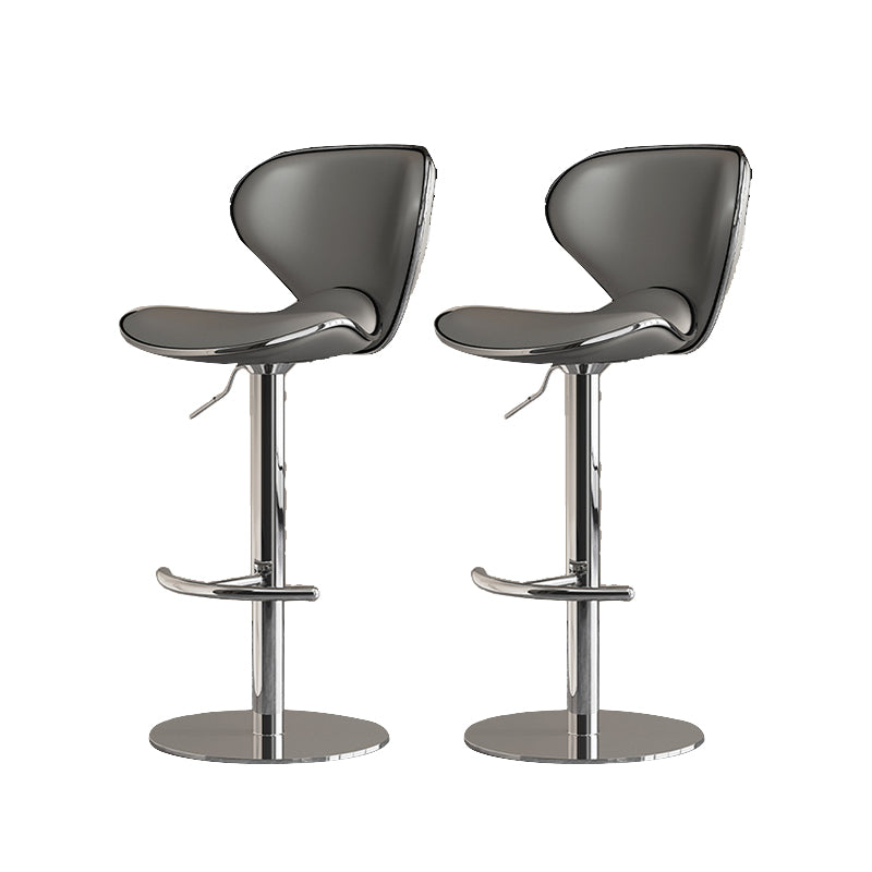 Modern Faux Leather Adjustable Height Swivel Bar Stool with Footrest