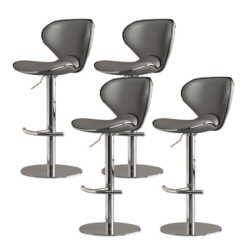 Modern Faux Leather Adjustable Height Swivel Bar Stool with Footrest