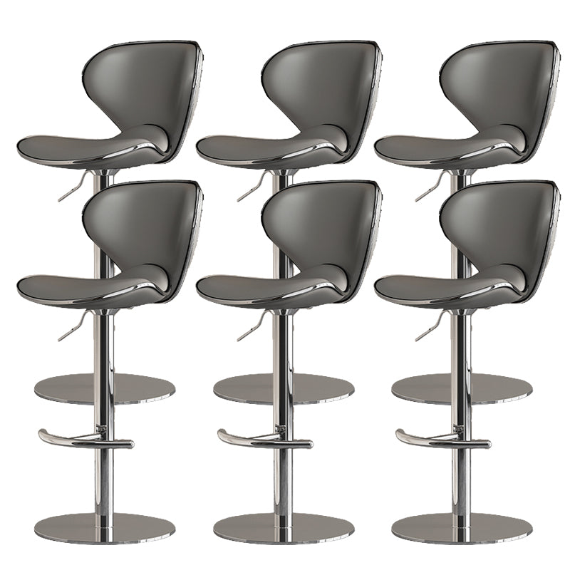 Modern Faux Leather Adjustable Height Swivel Bar Stool with Footrest