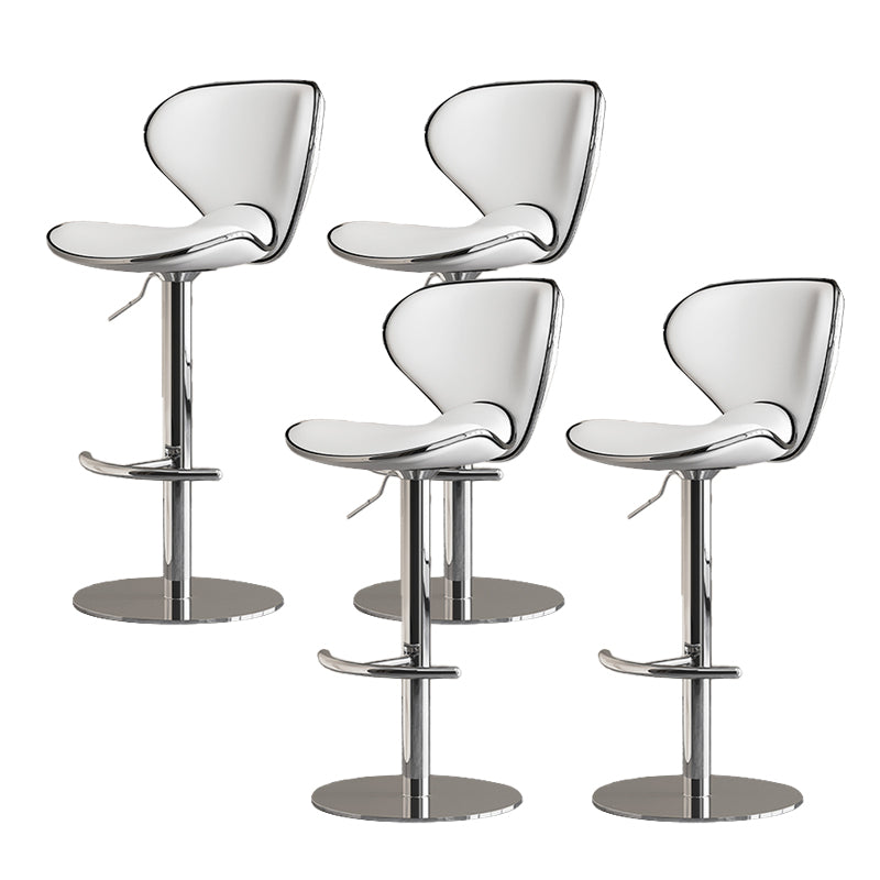 Modern Faux Leather Adjustable Height Swivel Bar Stool with Footrest