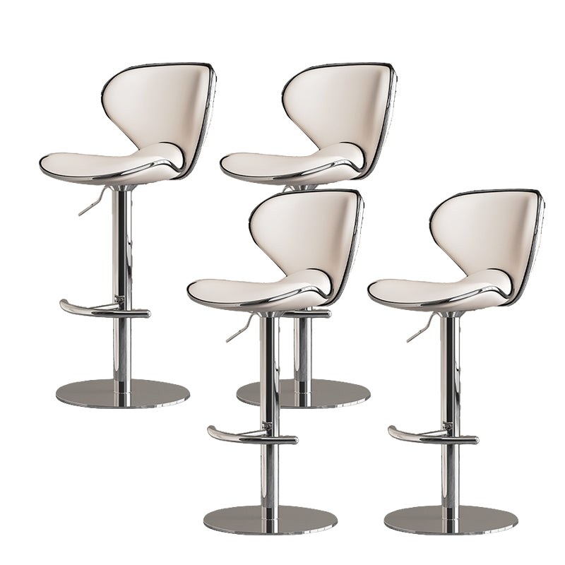 Modern Faux Leather Adjustable Height Swivel Bar Stool with Footrest