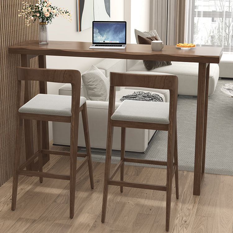 Modern Indoor Rectangle Solid Wood Sled Bar Dining Table in Brown