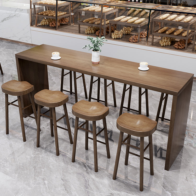 Modern Solid Wood Indoor Rectangle Double pedestal Bar Dining Table