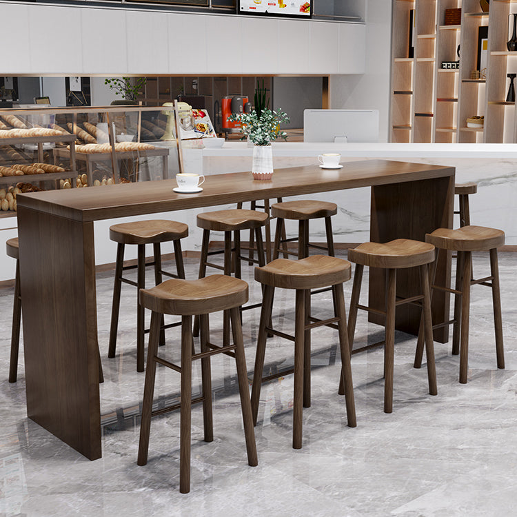 Modern Solid Wood Indoor Rectangle Double pedestal Bar Dining Table