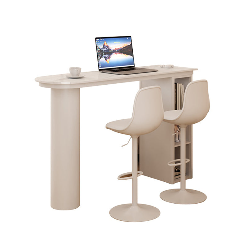 White Free Form Bar Table with Storage Base for Small Places