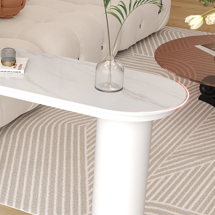 White Free Form Bar Table with Storage Base for Small Places