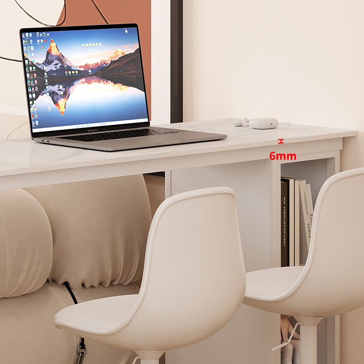 White Free Form Bar Table with Storage Base for Small Places