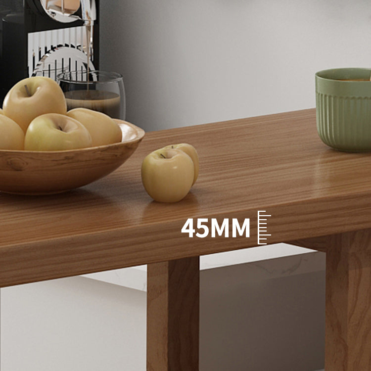 Contemporary Solid Wood Living Room Bar Dining Table in Brown
