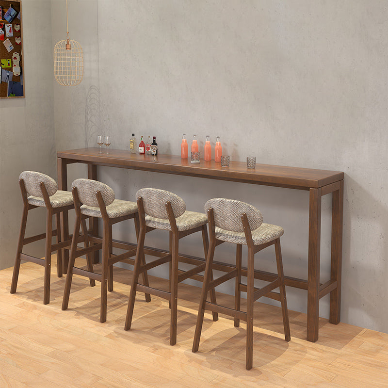 Modern Dining Room Rectangle Trestle Solid Wood Bar Dining Table