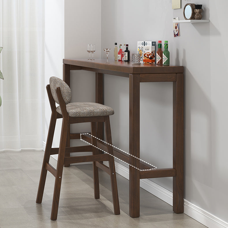 Modern Dining Room Rectangle Trestle Solid Wood Bar Dining Table