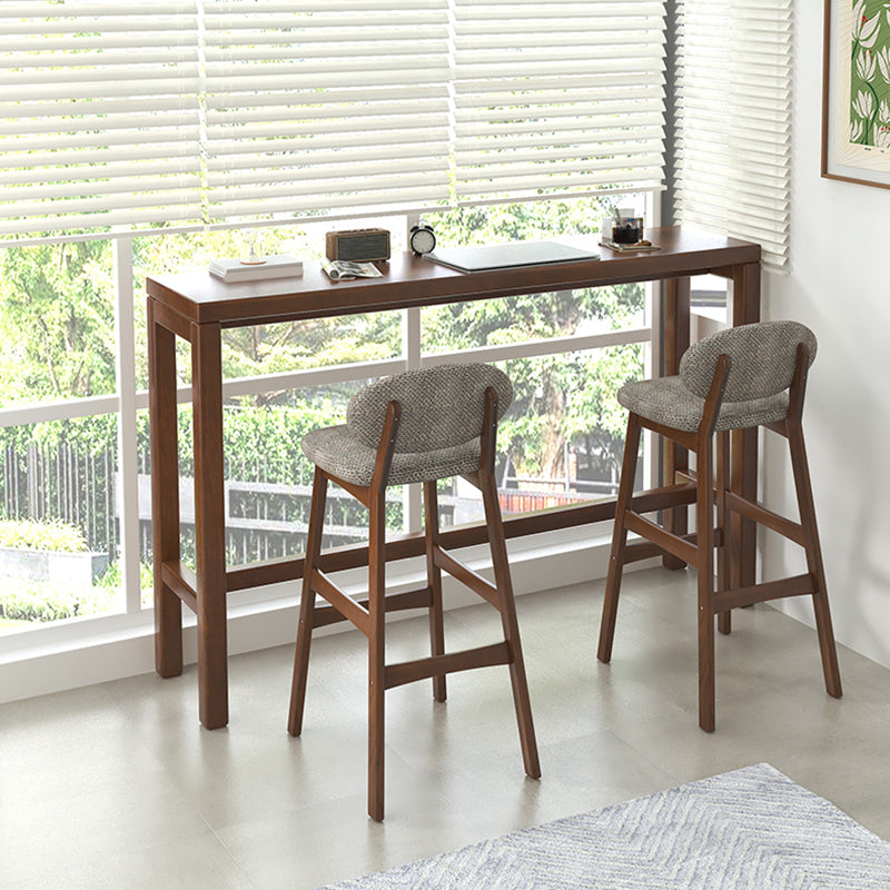 Modern Dining Room Rectangle Trestle Solid Wood Bar Dining Table