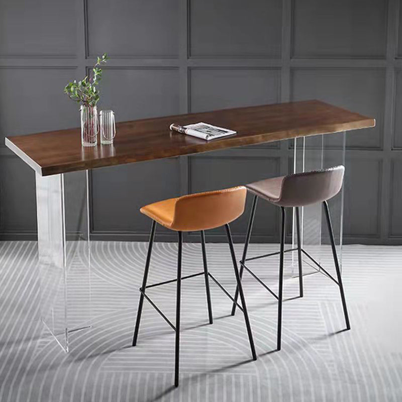 Modern Solid Wood Acrylic Base Bar Table for Kitchen Dining Room