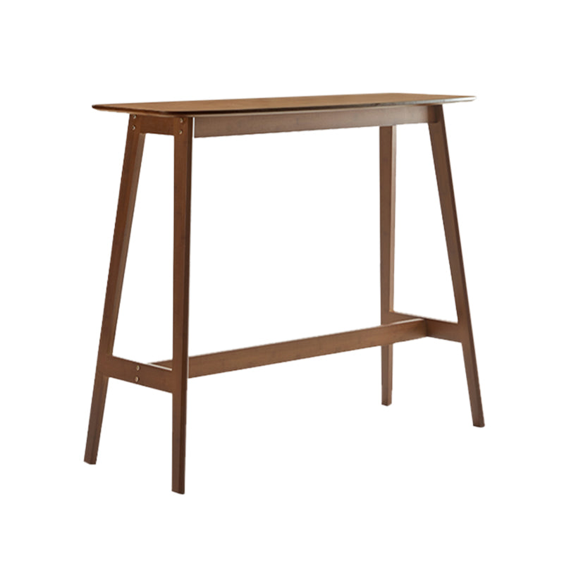 Modern Bamboo Rectangle Pub Table with Trestle for Living Room