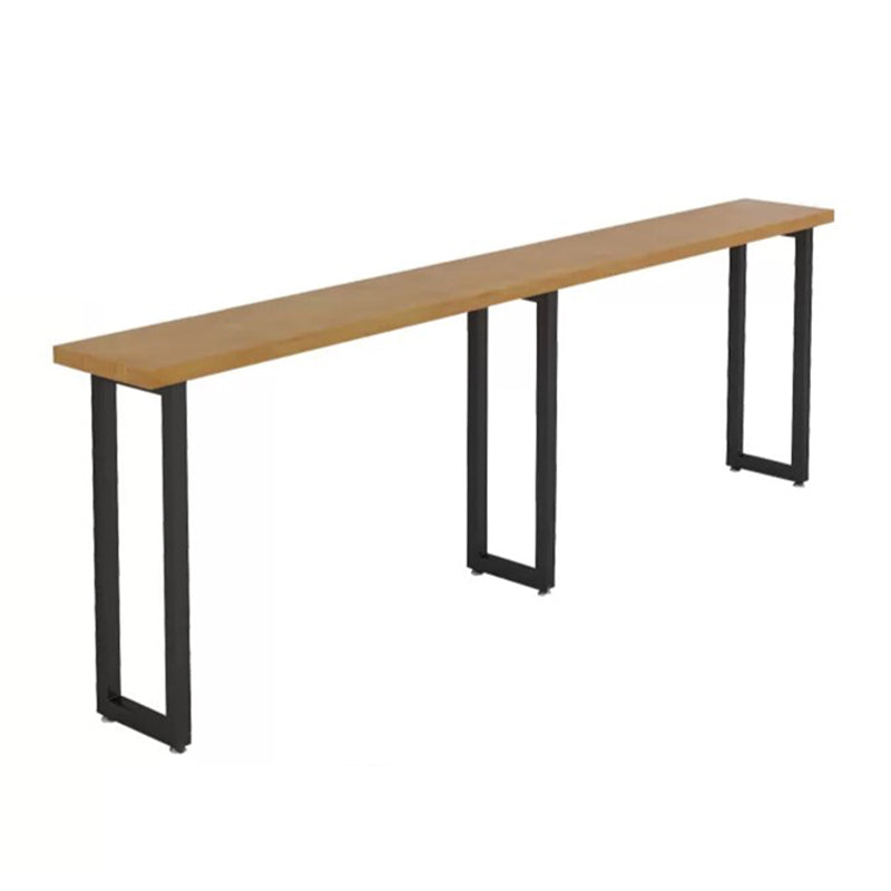 Solid Wood Rectangle Bistro Table with Metal Frame for Living Room
