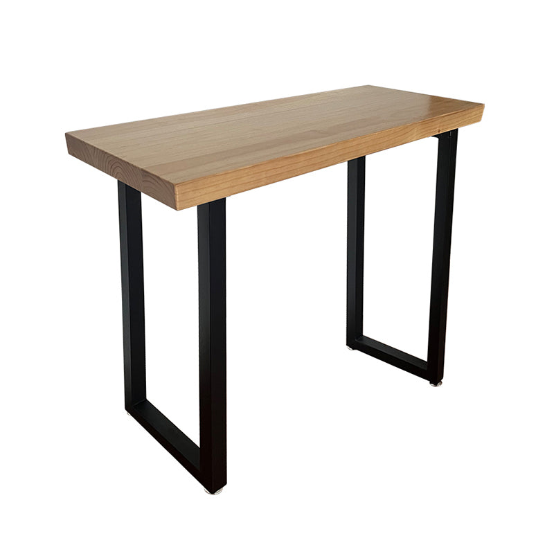 Solid Wood Rectangle Bistro Table with Metal Frame for Living Room