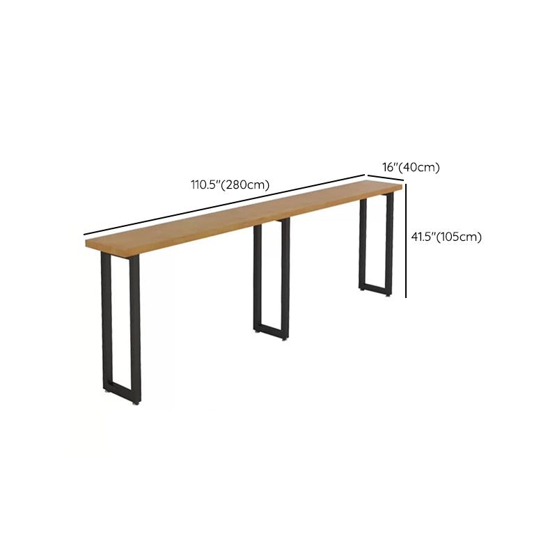 Solid Wood Rectangle Bistro Table with Metal Frame for Living Room