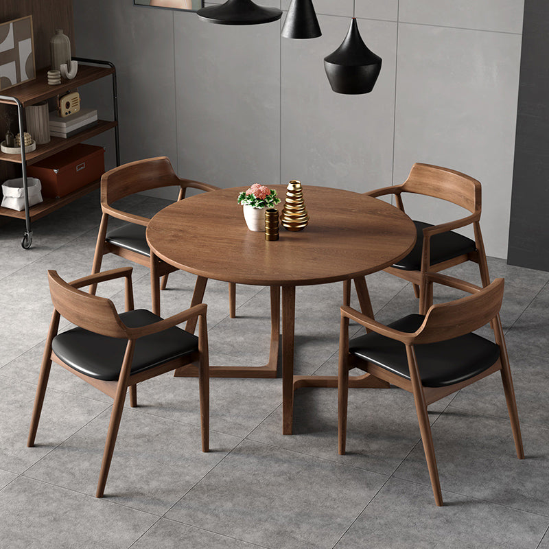 1/2/5 Pcs Round Shape Solid Wood Dinette Table with Ladder Chair