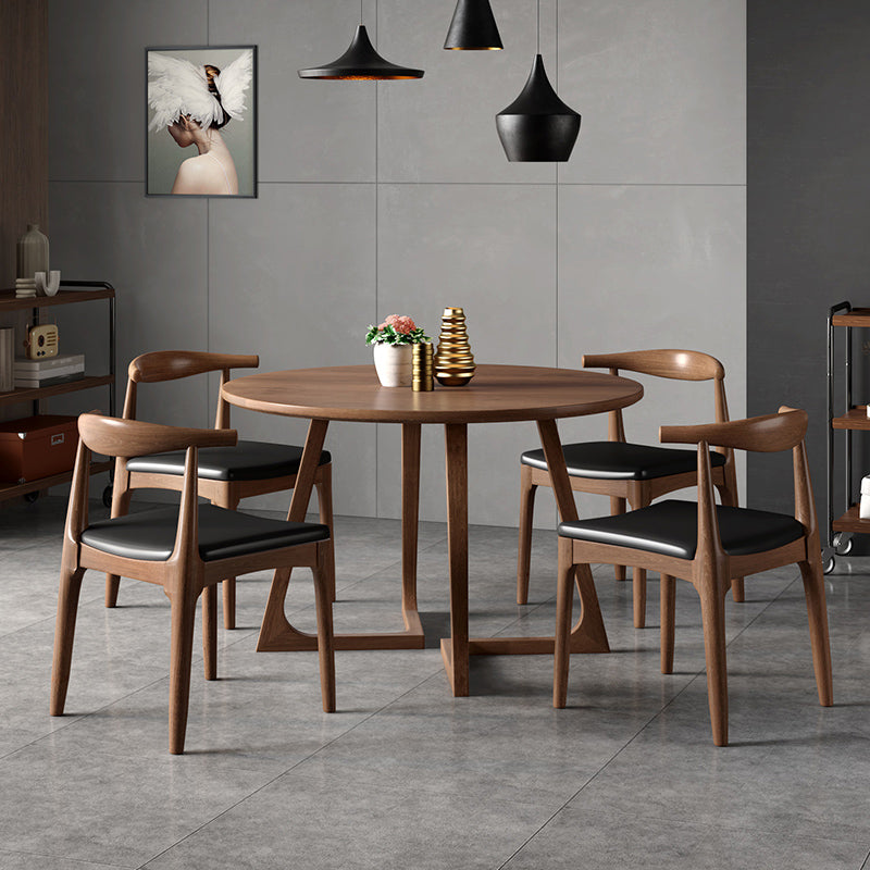 1/2/5 Pcs Round Shape Solid Wood Dinette Table with Ladder Chair