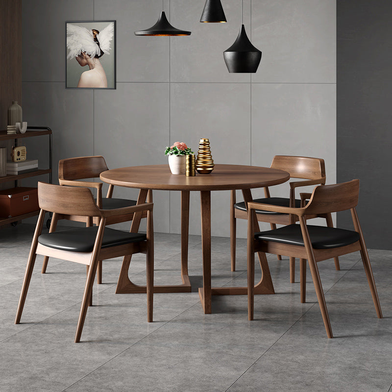 1/2/5 Pcs Round Shape Solid Wood Dinette Table with Ladder Chair