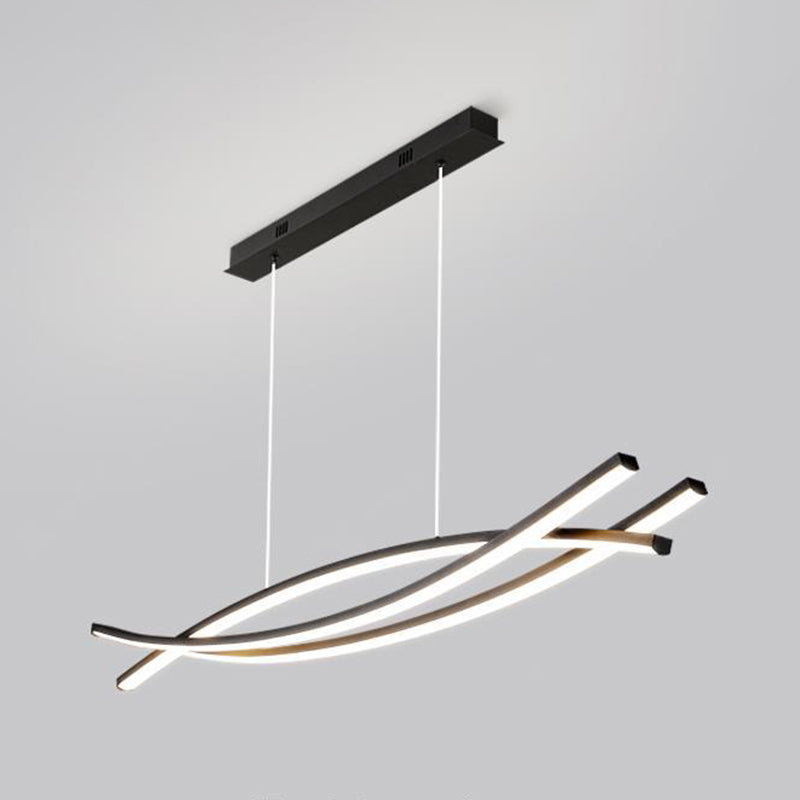 3 Lights Metal Geometric Island Lighting Kit Simplicity in Black