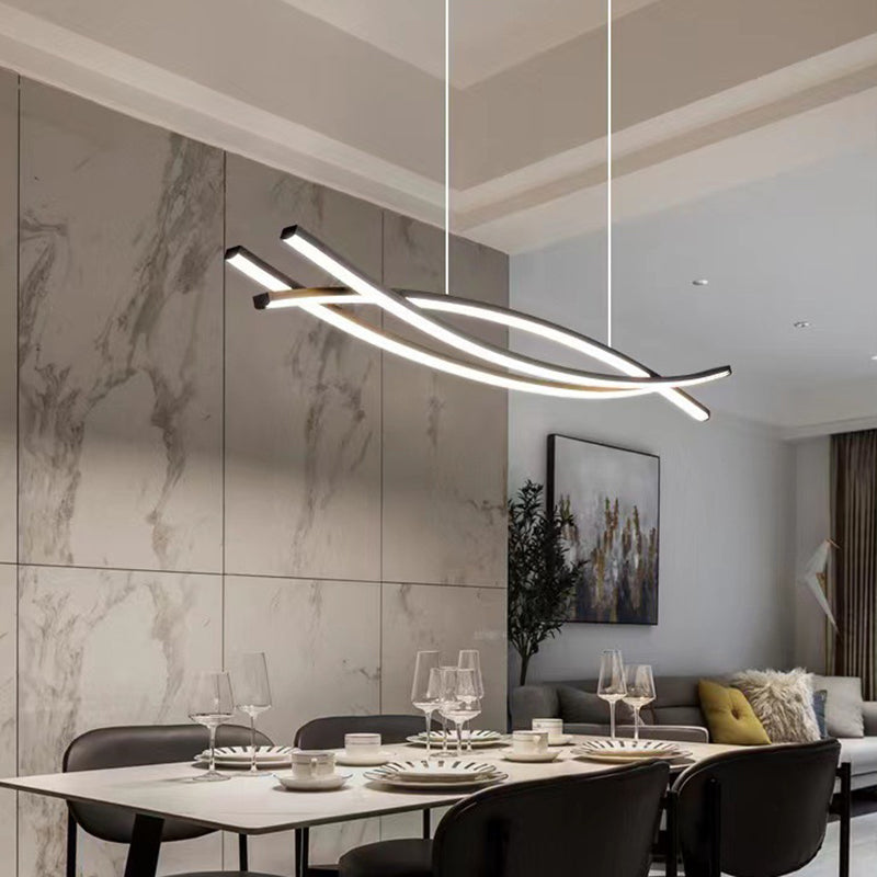 3 Lights Metal Geometric Island Lighting Kit Simplicity in Black