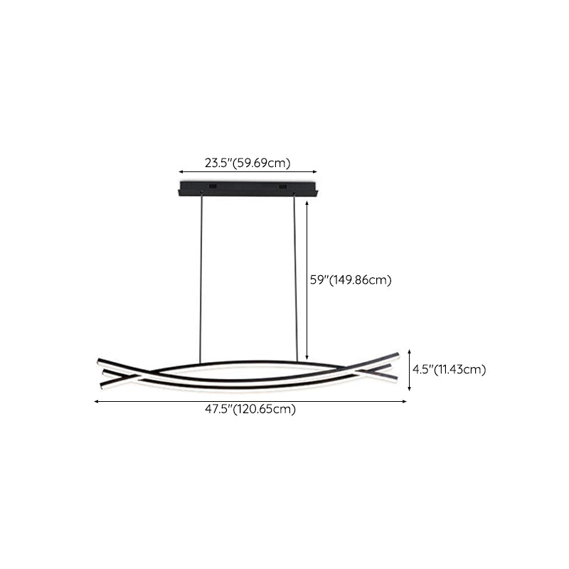 3 Lights Metal Geometric Island Lighting Kit Simplicity in Black