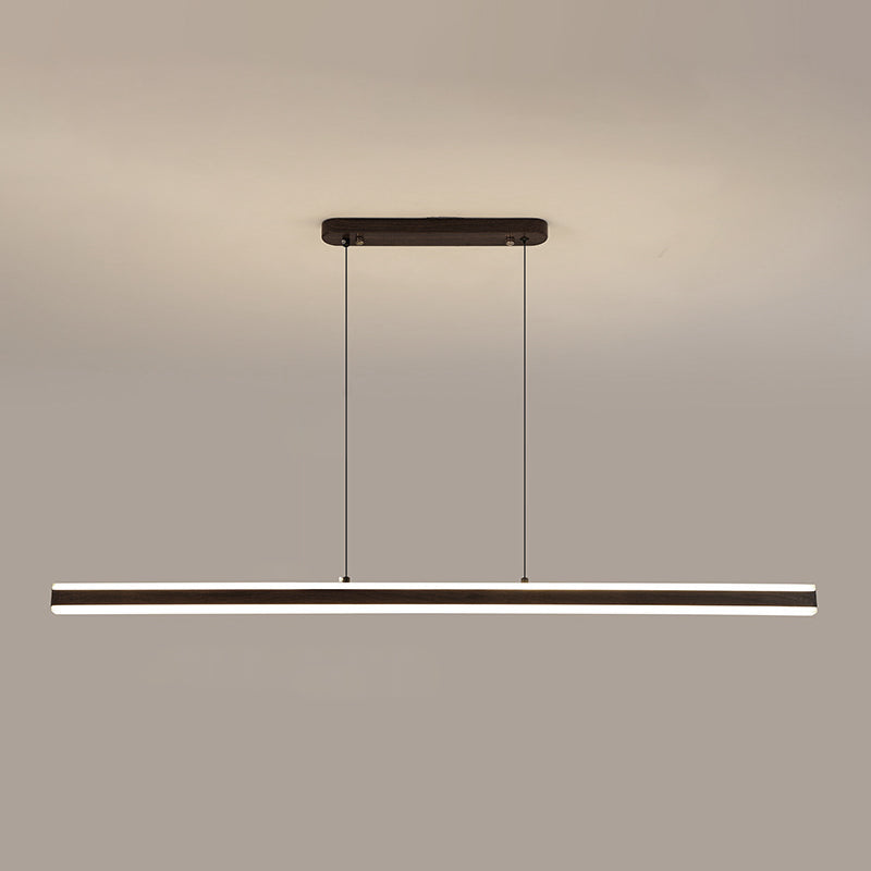 Single Modernism Style Beige/Brown LED Statement Linear Kitchen Island Light