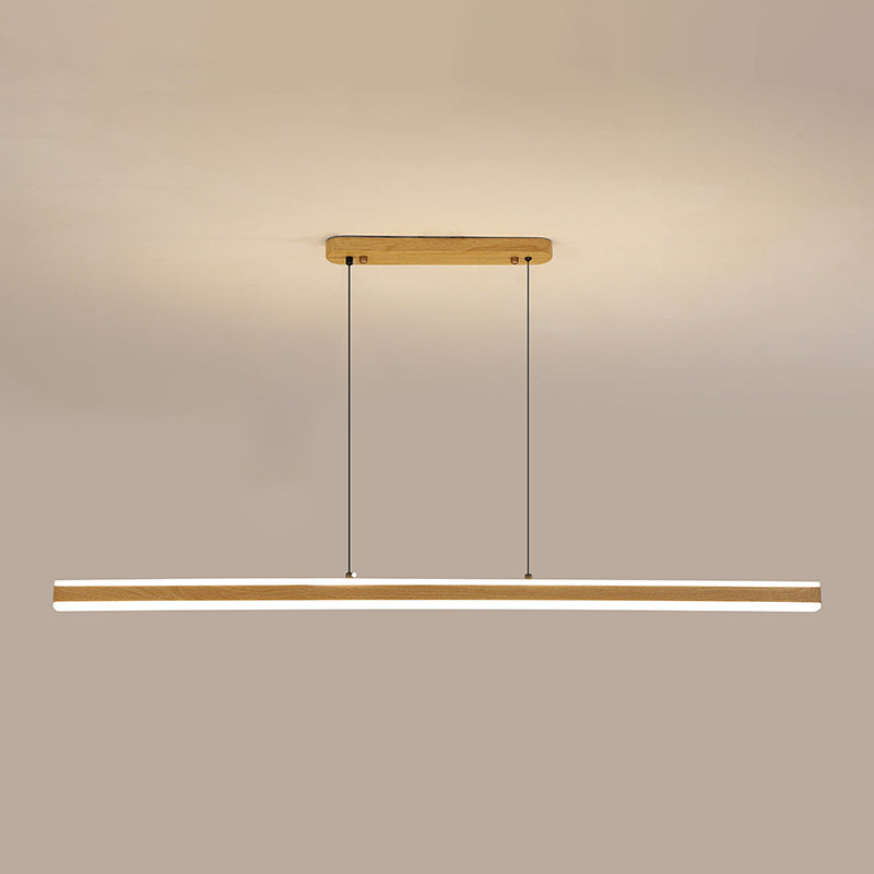 Single Modernism Style Beige/Brown LED Statement Linear Kitchen Island Light