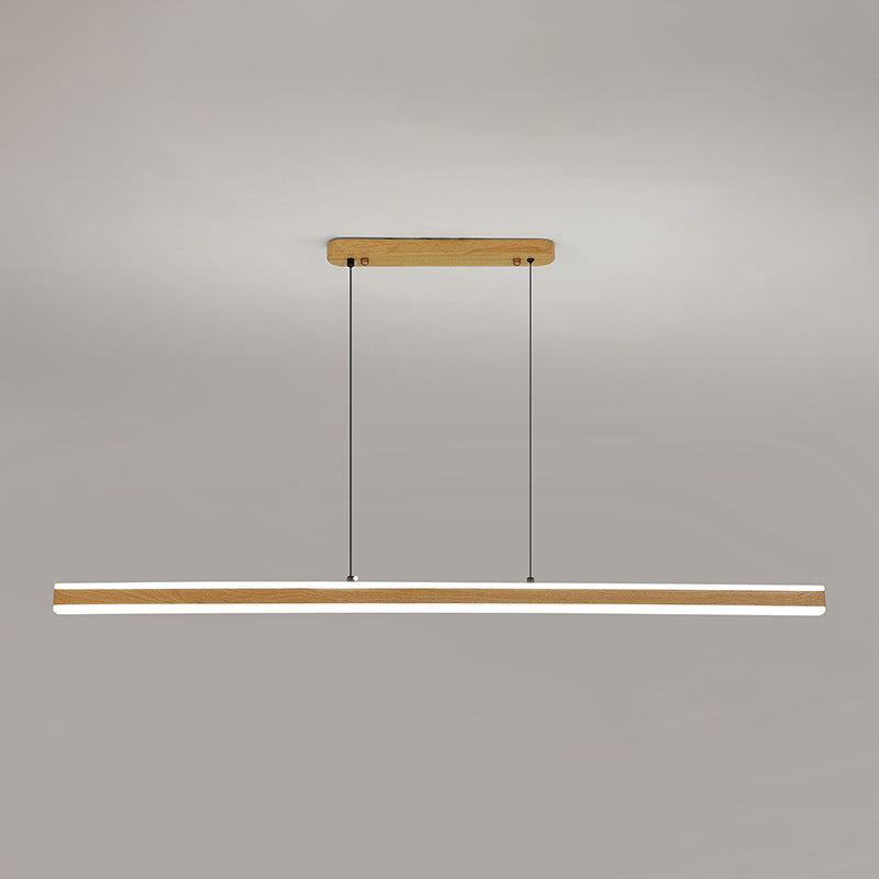 Single Modernism Style Beige/Brown LED Statement Linear Kitchen Island Light