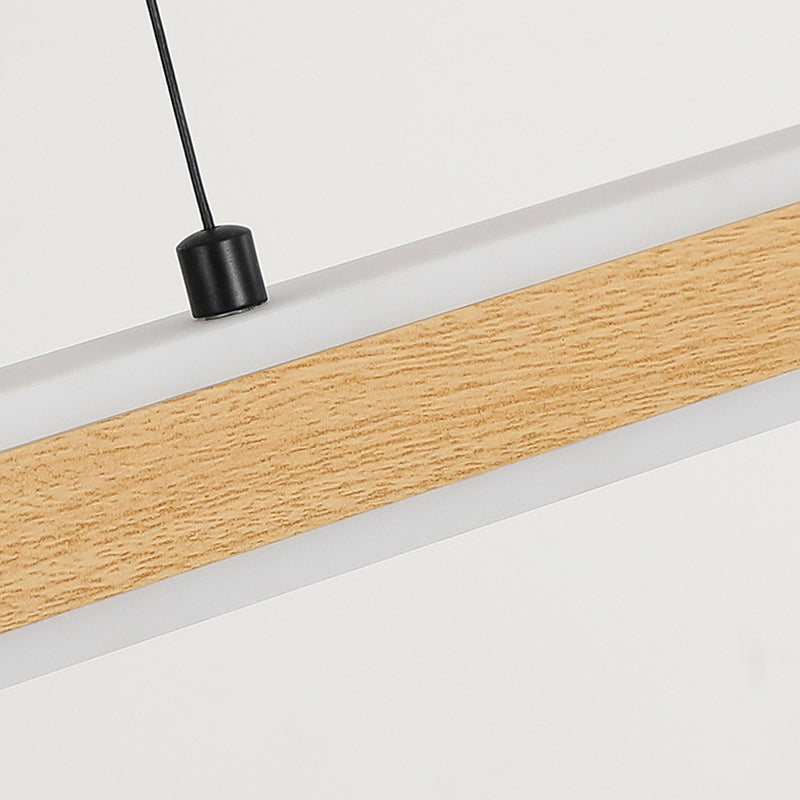 Single Modernism Style Beige/Brown LED Statement Linear Kitchen Island Light
