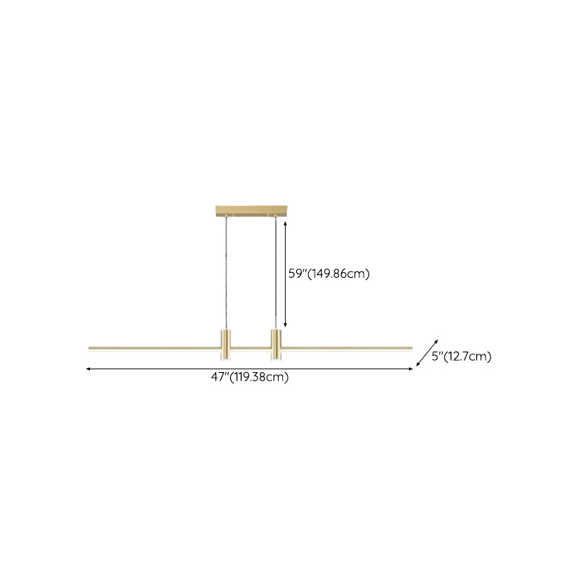 3 Lights Metal Linear Modern Hanging Island Lights for Dining Room