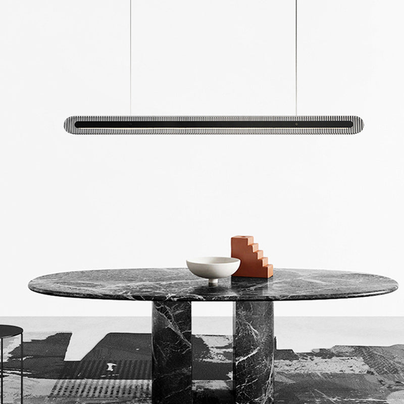 Single Modernism Style Black LED Statement Linear Kitchen Island Light